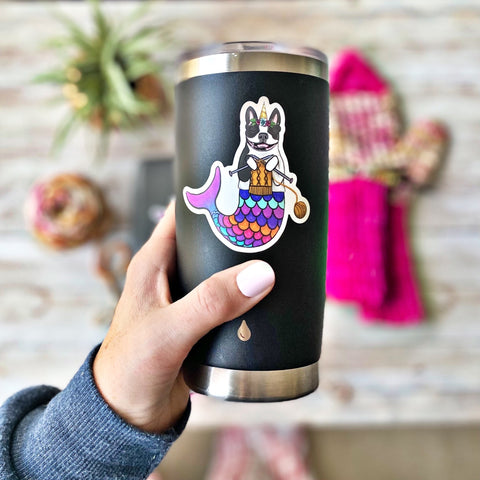Knitting Merdog Unicorn Sticker and Magnet