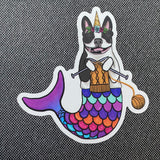 Knitting Merdog Unicorn Sticker and Magnet